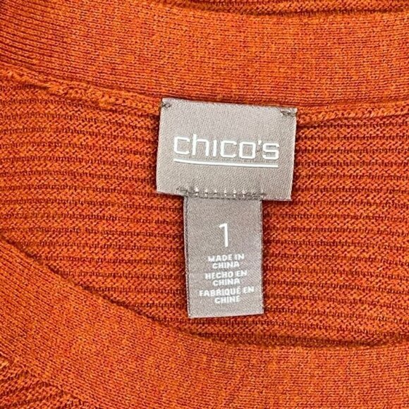 CHICO'S Burnt Orange Ribbed Knit Top - Size Medium - Picture 5 of 8